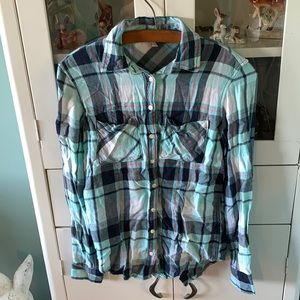 Aeropostale sz XS plaid button down shirt euc